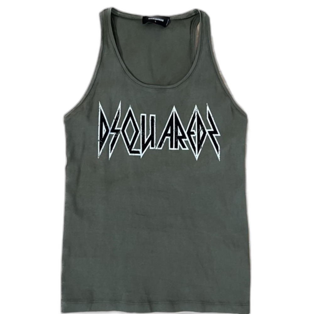 DSQUARED2  Logo Green Tank Top L NWOT
